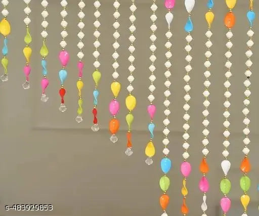 Sparkling Beads String PVC Curtains | Door Curtain for Room, Pooja Room, Mandir | Long Door Curtains - 7 Feet (Set of 1 PCS)