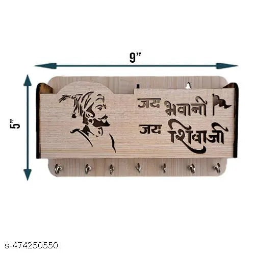 Jai Shivaji Keychain Holder (creamy wooden) Premium Quality