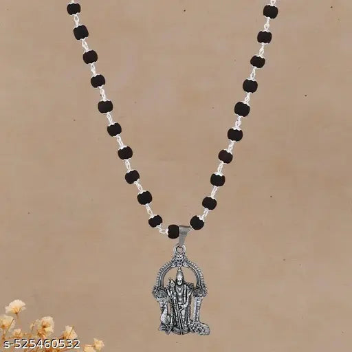 Karungali Mala with Divine Lord Murugan Pendant – Spiritual Protection Chain