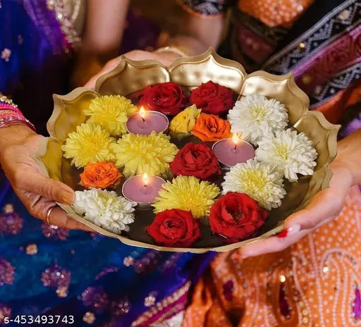 Premium Lotus Shape Flower Decorative Urli Bowl for Home and Pooja Decor, Urli Bowl Decorative Bowl for Home | Ideal for Floating Flowers, Potpourri, and Home Décor New Shaped Attractive Metal Traditional Urli Bowl - Decorative Design - Home Decor Showpie