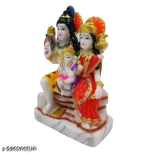 Shiv Parivar Murti | Shiv Parvati Ganesh God Shiva Idol | Mahadev Family Statue Vastu Pooja Gift Item Home Mandir Standard Multicolour shiv parivar