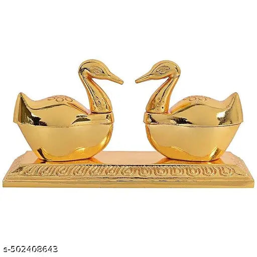 Double Duck Shape Haldi Kumkum Box for Home Pooja Decorative Items Chopda for Pooja and Gift Purpose 11 x 4 x 5 Centimeters Home Decor / Gift Items / Home Decor Items / Pooja Items
