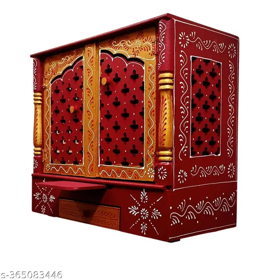 Wall mounted wall hanging wooden Pooja mandir home temple door big size rad colour rajasthani home temple