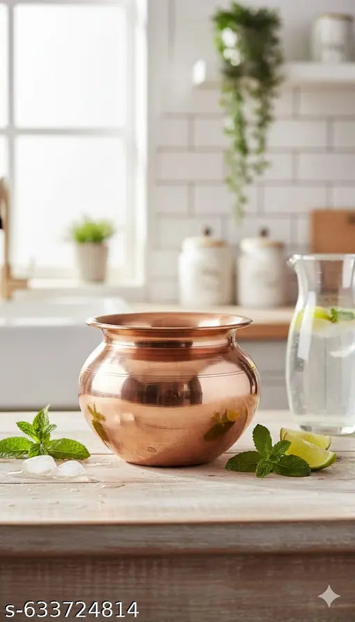 Pure Copper Kalash Lota | Traditional Pooja Kalash for Hindu Rituals, Festivals, and Home Temple Use