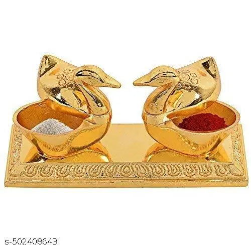 Double Duck Shape Haldi Kumkum Box for Home Pooja Decorative Items Chopda for Pooja and Gift Purpose 11 x 4 x 5 Centimeters Home Decor / Gift Items / Home Decor Items / Pooja Items