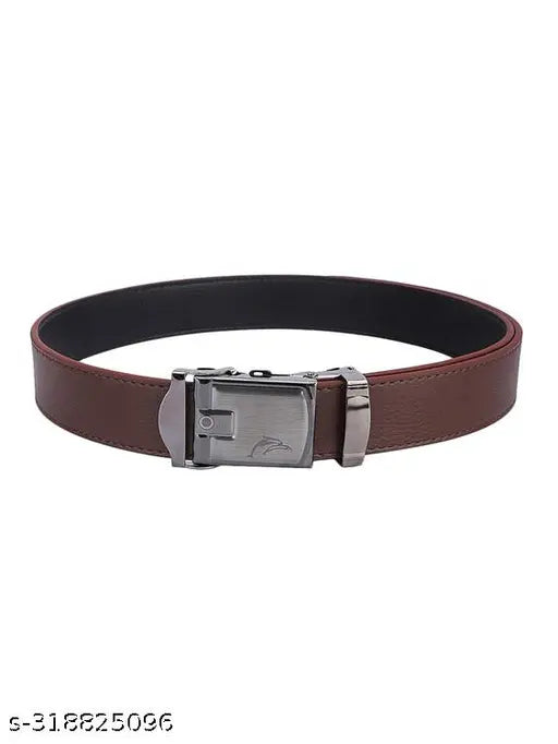 Sunshopping men's black auto lock buckle pu leather belt