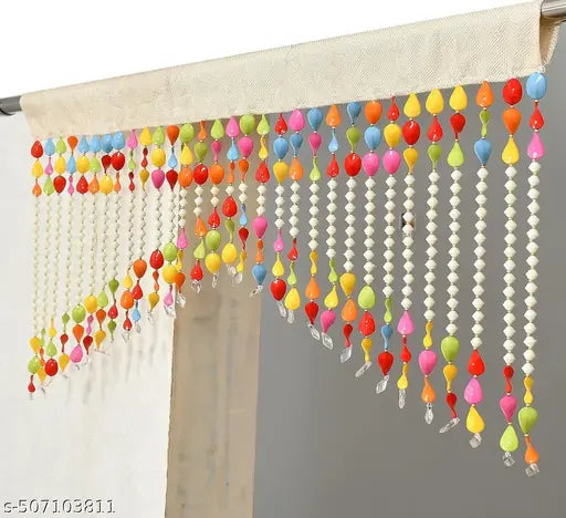 Fancy Beautiful Hanging door curtain| Beads Door Curtain| String Threads Beads Door Curtain| Multicolor Heart Torren for Room Door| (4*2 Feet, Set of 1 piece)