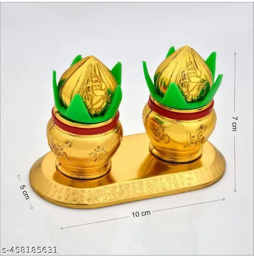 Kumkum Roli Chawal Dani Haldi Chandan Holder in Double Dibbi Kalash Chopda for  Decorative Purpose Gold finish Kalash Kumkum Holder For Pooja, Gifting, Mandir, Home, Office, Temple, Kumkum Dani