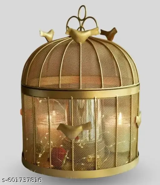 Premium Gold Metal Kitchen Storage Box with Lid | Decorative Basket Bin for Home & Kitchen