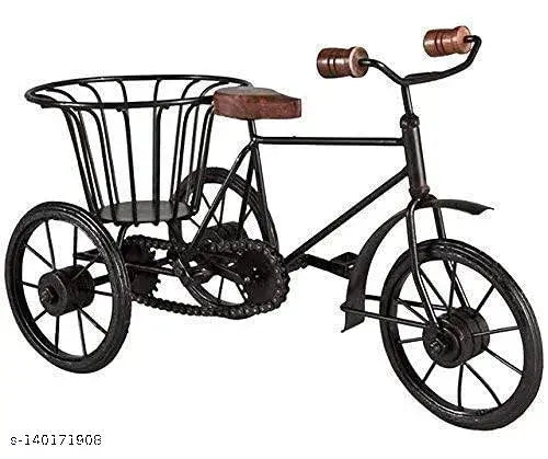 CraftKemp Wrought Iron Rickshaw Showpiece with Flower Stand