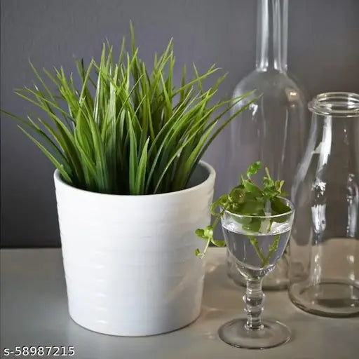 Artificial Potted Plant Grass Leafs with Plastic Pot