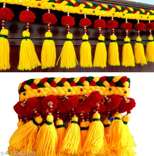 HomDizz Authentic Handcrafted Toran: Celebrating India's Artistic Heritage Toran  (Made of Woolen & Beads -Made In India)
