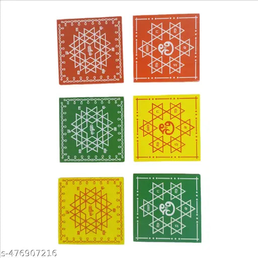 Poojai chowki |Manai | Decoration items | Diya / small Statue Stand 4inch x 4inch SaRaVaNaBaVa 3pcs Iswaryam Kolam 3pc set of 6pcs