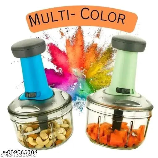 Quick & Easy Square 6 Blade Push Chopper Push N Chop Hand Press Vegetable Chopper with Easy Push and Close - 1000 Ml