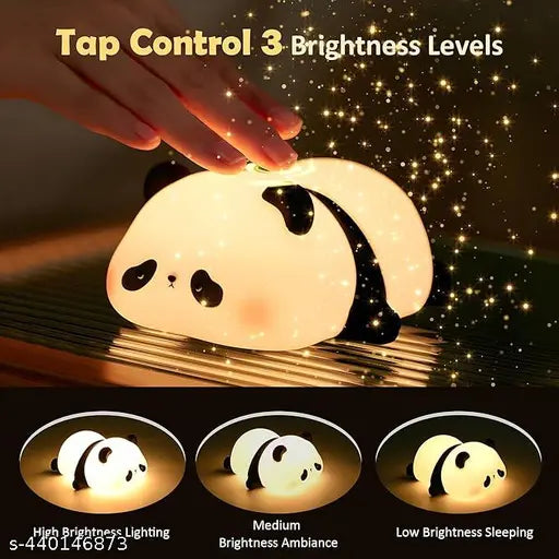 Cute Sleeping Panda, USB Rechargeable Soft Silicone Touch Sensor Bedside Pat