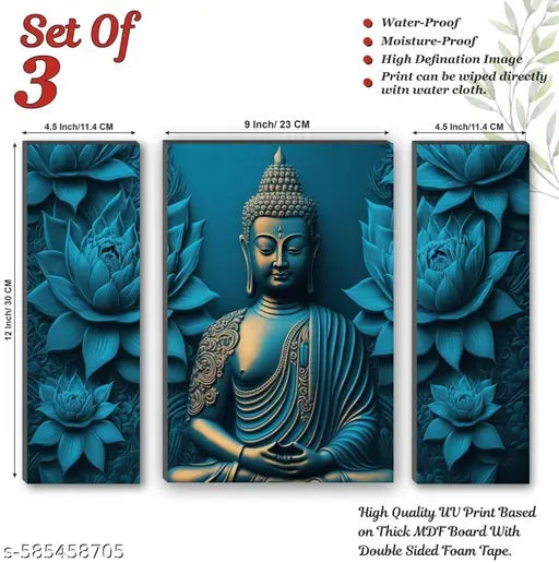 Set Of 1 Lord Buddha Modern Art Wall Painting For Living Room 12 x 18 inch