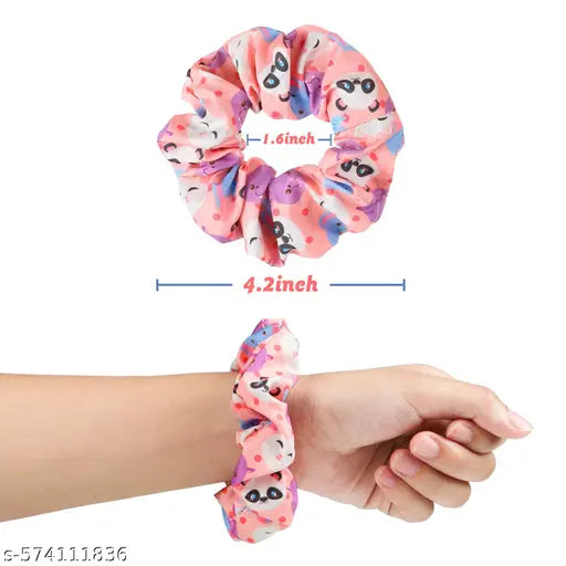 Floral and Plaid Pattern Hair Scrunchies Set, 12 Pieces, Pastel Colours, Mullicolor