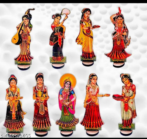 Radharani ji Brij Sugandha Laddu Gopal Wooden ASHT Sakhi Set Shree Mati Radha Rani with ASHT Sakhi for Pooja, Decoration & Gift by The Kanha Store