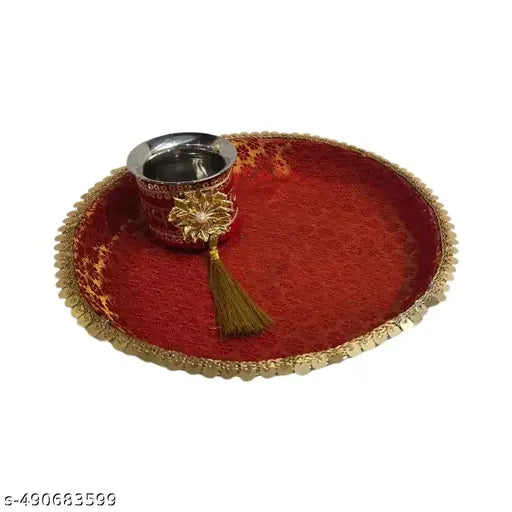 Elegant Pink Pooja Thali Set with Lota & Accessories – Perfect for Festivals & Rituals
