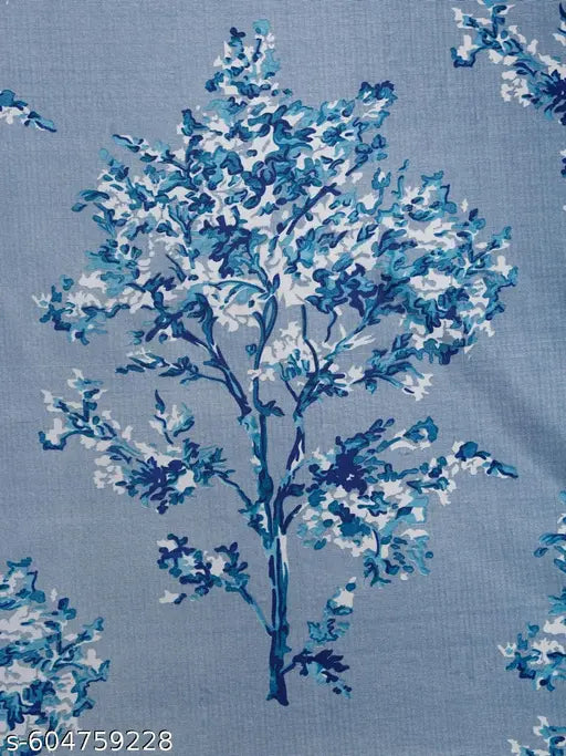 ATTRACTIVE GLITTERING  POLYSTER LEAVES PRINTED LIGHT FILTERING EYELET CURTAIN (PARDA FOR DOOR_7FT X 4FT , WINDOW_5FT X 4FT) FOR DRAWING ROOM,LIVING ROOM,BED ROOM ) , PACK OF 1 PCS, AQUA