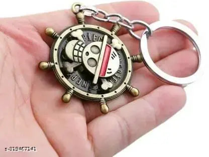 One Piece Anime Manga Ship Wheel Spinning Silver or Golden Keychain(Pack-1) Key Chain