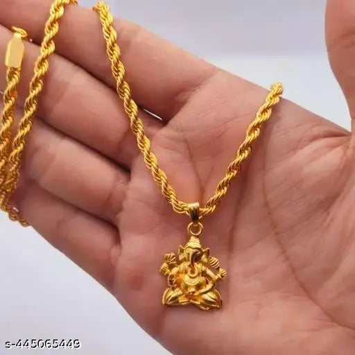 Ganesh Pendant With Gold Chain Gold-plated Plated Alloy Chain