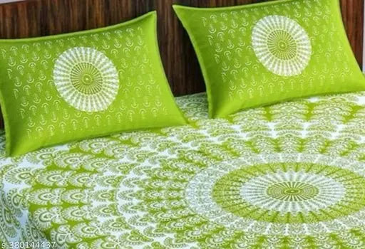 180 tc Cotton Double bed bedsheet Combo of 1 Bedsheet and 2 pillow cover || Multi