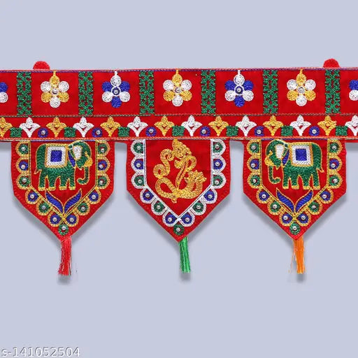 Riveting Home Décor  Hathi and Mor kuchhi work  traditional door hanging Toran. Pack of 1 pieces.