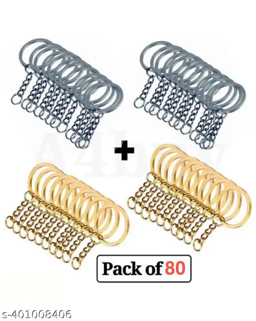 High Quality Golden Metal 40 And Silver 40 Loops Rings Keyring With Chain Open Jump Ring Connector Key Rings For Jewelry. Making Spring Rings, Art And Craft, Diy, Resin, Making Handbag Keychain
