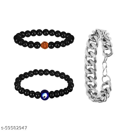 MEN JEWELLERY SET KING,MAHADEV,I LOVE DAD,EVIL EYE,RUDRAKSHA,KING RING,METAL BRACELET (PACK OF 8)
