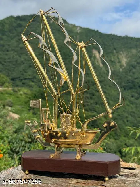Sailing the Seas: A Detailed Brass Ship Model,  Nautical Masterpiece in Brass, Perfect for Home or Office