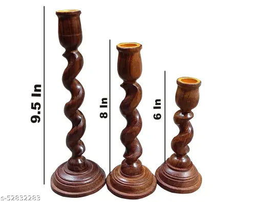 Wooden Candle Holder / Candle Stand Set Of 3