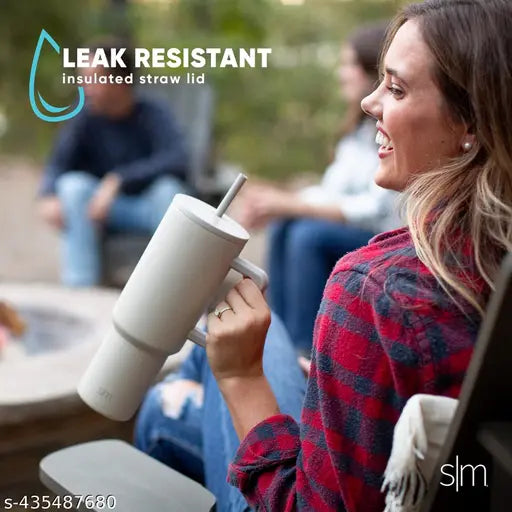 1200ML Tumbler with Handle and Straw Lid Double Insulated Cup Reusable Stainless Steel Water Bottle 100% Leak Proof Mug Cupholder for Gym, Travelling