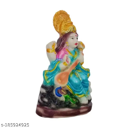 Maa Saraswati Idol Decorative Showpiece - 13 cm  (Marble, Multicolor)