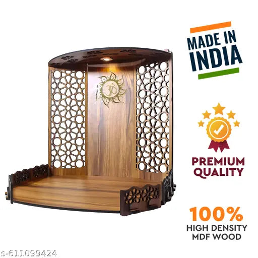 Divinity Decor Laminated Temple for Home Pooja | Wooden MDF Mandir 16x9x11 Inch | Assembly Required | Modern Puja Stand | Big Temple - Mandir - 11