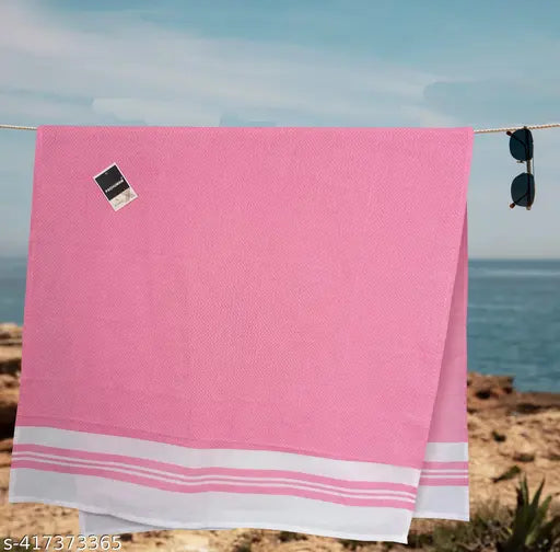 PADHUMAM Cotton Bath Towels 80Cm X 160 Cm, Pack Of 2- Pink / Green