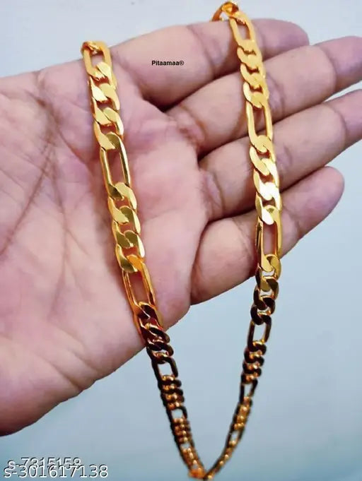 1 Gram Gold plated Chain For Boys and Man Gold-plated Plated Brass Chain (23 Inch)Water And Sweat Proof Jawellery