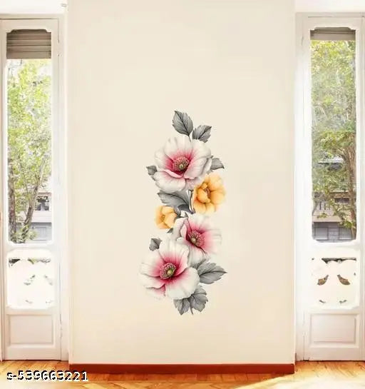 Krishna Sticker " Vintage Flower For Decoration " PVC Vinyl Wall Sticker (50 x 70 cms) - Material Vinyl