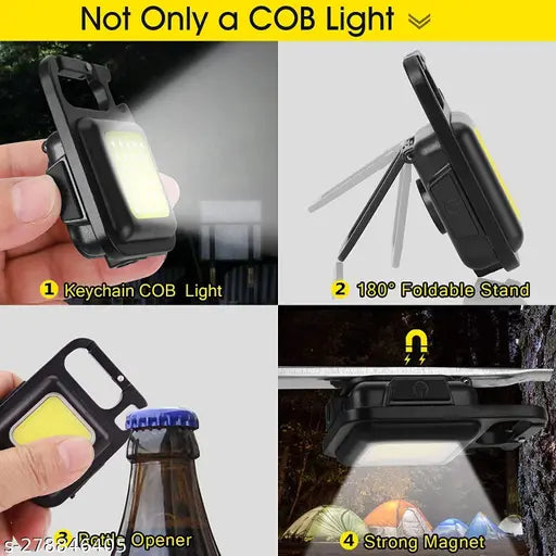 Keychain Flashlight with Bottle Opener, Magnetic Base and Folding Bracket Mini Flashlight 1000 Lumens Rechargeable LED Light Cool White with 4 Modes Multifunctional Pocket Light Multipurpose LED Keychain COB Rechargeable