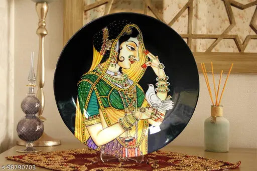 Decorative Ceramic Wall Plates with Stand and Hook