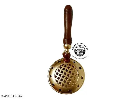 Home & Incense Metal Star Cutting Charcoal Incense Burner Loban Burner with Wooden Handle Dhoop Dhuni Burner Sambrani Dhoop Resin & Home Office Temple Prayer Butler Loban Burner | Kapoor Dani | Incense Burner