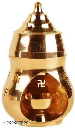 Traditional Brass Camphor Diya Kapoor Lamp Diffuser (Gold) for Diwali Pooja Deepak Decoration | Brass Diya for Puja Satya Deepam Brass Gift | Pooja Items for Home Brass, Diwali Pooja Pack Of 1  (L x W x H: 8 x 8 x 14 cm)