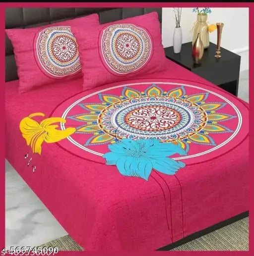Jaipuri Pure Cotton Double Queen Bedsheet With 2 Pillow Covers #sanganeri bedsheet