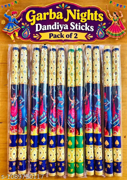 Premium Wooden Dandiya Sticks for Navratri – Pack of 2