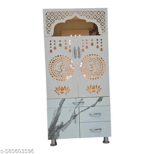 Unique Temple With Led Light Engineered Wood Home Temple  (Height: 130, Pre-assembled)