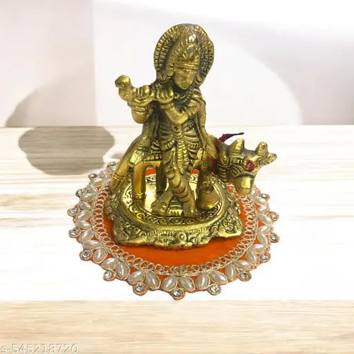 Hemdev Pearl Work 4*4 Inch Altar cloth for puja Mandir accessories Puja room essentials Aasan for God statue Spiritual sitting cloth Indian temple aasan Sacred space aasan Puja mat for idols Temple floor covering