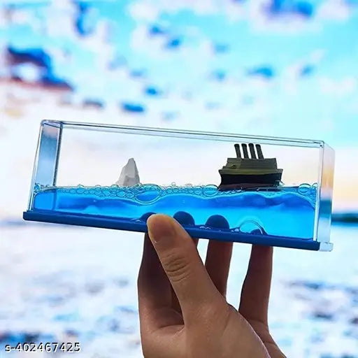 Titanic Cruise Ship Model Liquid Wave Cruise Ship Decoration Cruise Ship That No Longer Sinks-Cruise Ship Iceberg Home Decor Suitable for Home Show Car Decoration, Gifts, Desk or Paperweight (Blue)