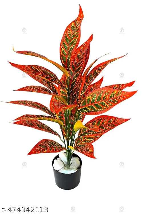 26-Leaf Artificial Plant with Realistic Green Foliage | Home & Office Decor | Without Pot | Without Pot | Low Maintenance Plant | Faux Plant | Decorative Leaf Plant | Realistic Artificial Greenery (Pack of 2 )