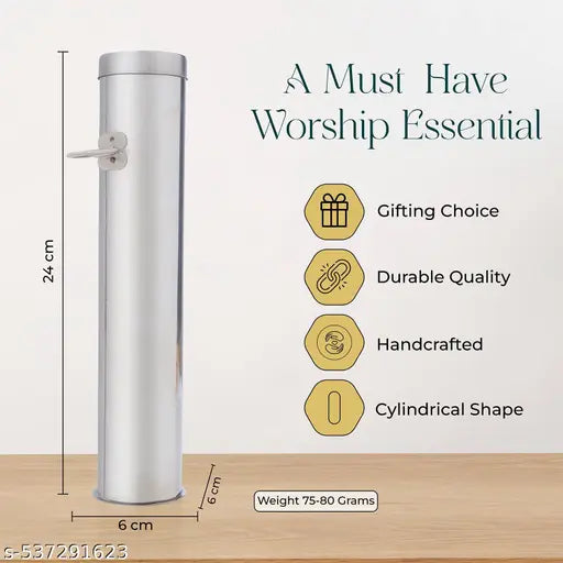 Stainless Steel Agarbatti/Incense Stick Holder (Buy 1 Get 1 Free) | Wall-Mountable Storage Canister with Lid | Made in India