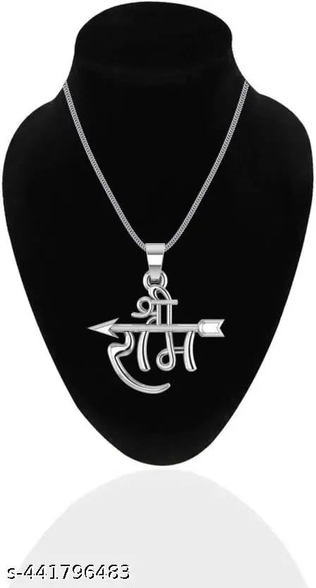 Trending stylish new designer silver plated religious lord shree RAM locket with ball chain pandent Necklace for boys/mem and girls/women